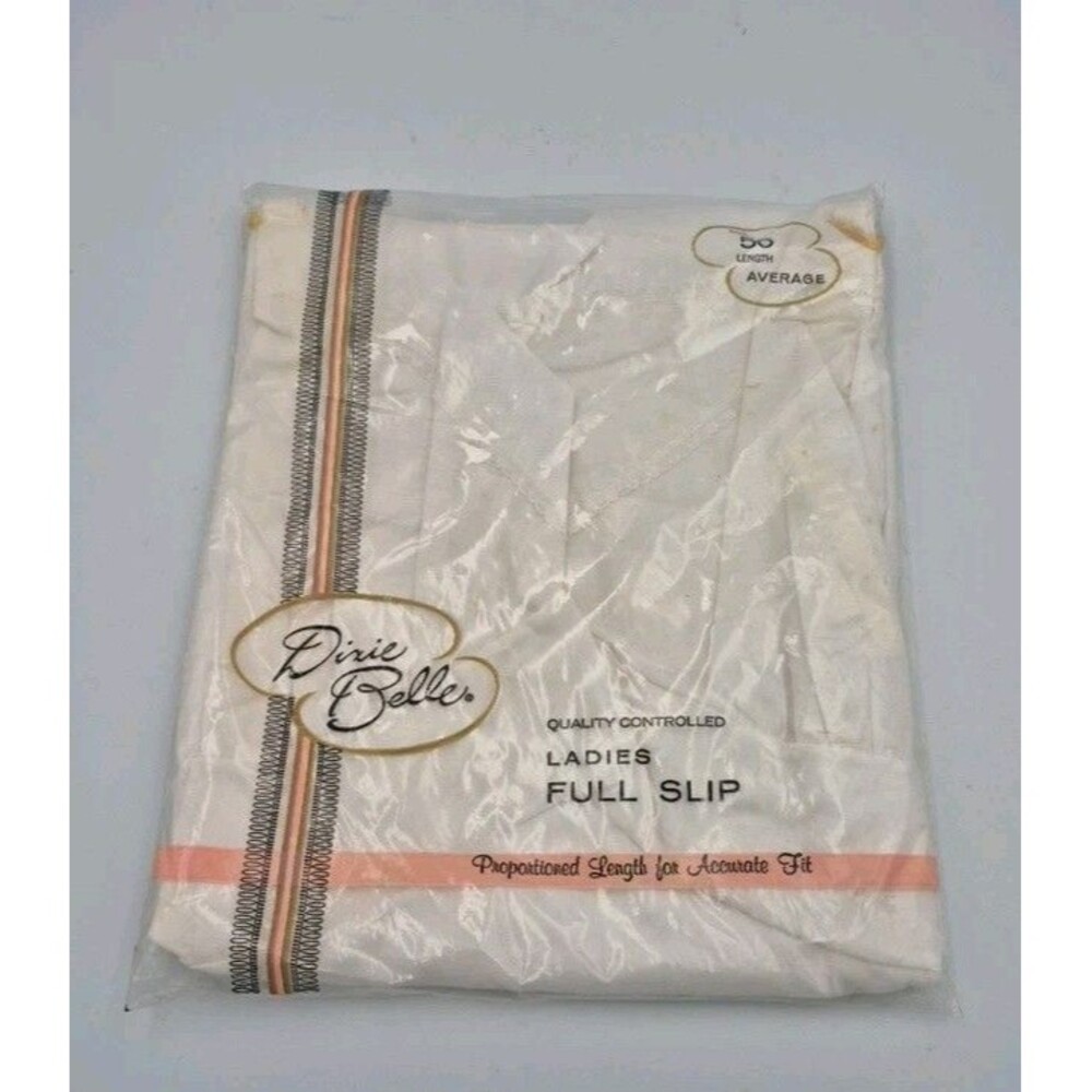 Vintage Dixie Belle Full Slip Sz 50 White Cotton Poly Still In Package  USA NWOT